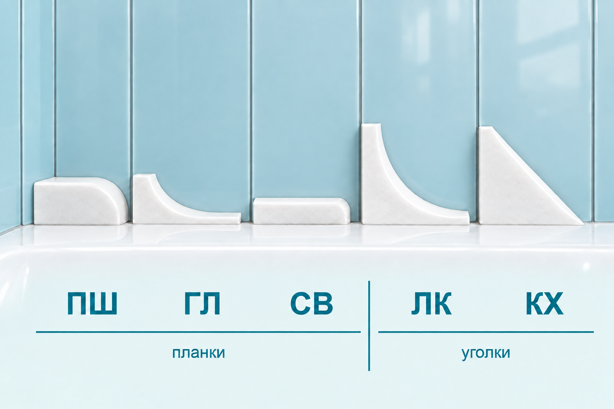 Бордюры ПШ, ГЛ, СВ, ЛК и КХ: чем отличаются модели и какую выбрать для своей ванны  | Интернет-магазин BNV